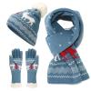 Zksbdxz Scarf,Knit Hat Scarf Gloves Set for Winter Reindeer Pattern Christmas Tree Warm Hat Scarf Gloves Combo view 1