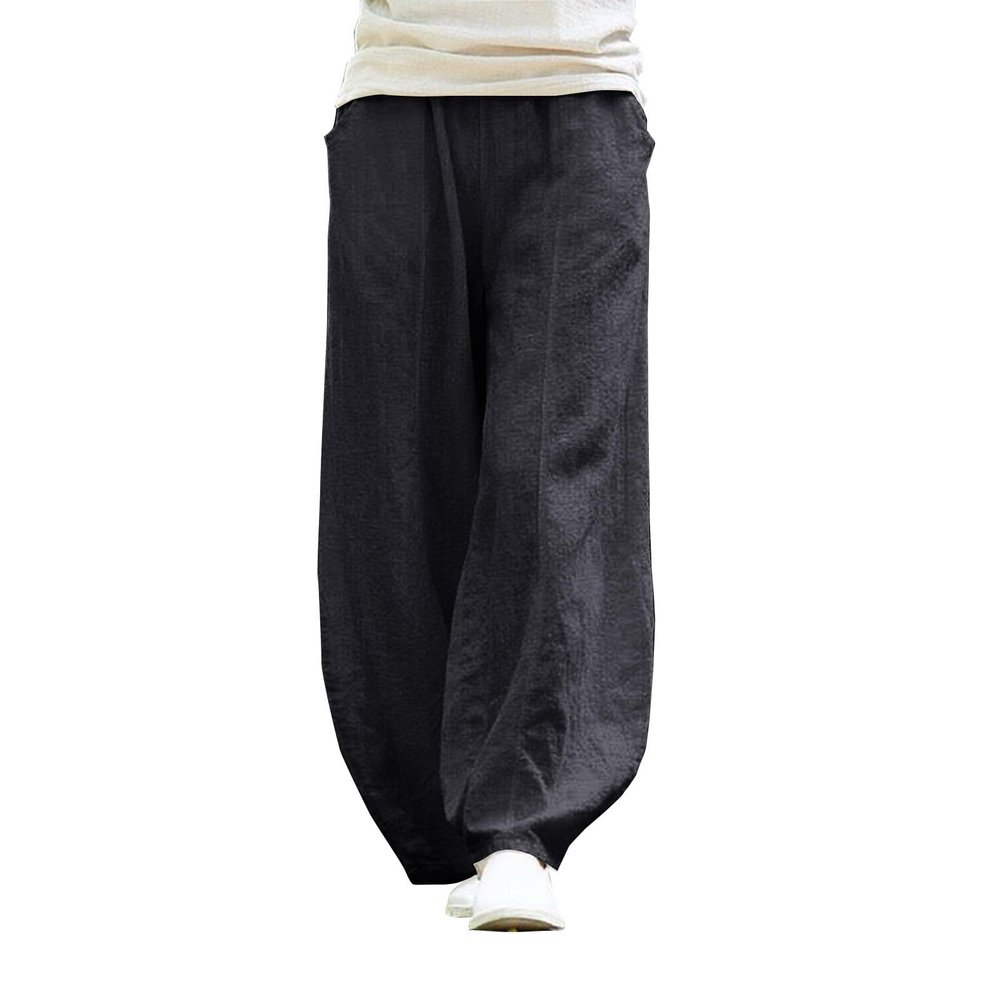 Bohemian Clothes for Women Wide Leg Linen Pants for Women Summer Casual Drawstring Elastic Waist Loose Wide Leg Pants Work Pants for Women Business Casual Fall Outfits for Women 2024