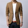 Men's fashion Slim denim blazer Barge collar retro style cotton blazer temperament daily simple jacket (Khaki3,5X-Large) view 2