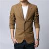 Men's fashion Slim denim blazer Barge collar retro style cotton blazer temperament daily simple jacket (Khaki3,5X-Large) view 3