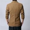 Men's fashion Slim denim blazer Barge collar retro style cotton blazer temperament daily simple jacket (Khaki3,5X-Large) view 4