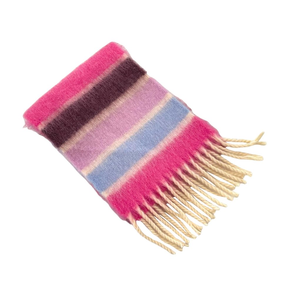 Colorful Striped Kids Scarf With Tassels Soft & Comfortable Neckerchief Warm Winter Accessory For Boys Girls 3-12Y
