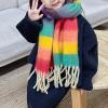 Colorful Striped Kids Scarf With Tassels Soft & Comfortable Neckerchief Warm Winter Accessory For Boys Girls 3-12Y view 2