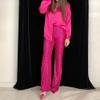 HAPRIZERA Women Wide Leg Sparkle Sequin Pants Elastic High Waist Bling Glitter Dance Pants Loose Nightclub Club Casual Pants (Rose Red, S) view 4