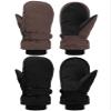 SATINIOR 2 Pairs Kids Snow Mittens Waterproof Winter Ski Gloves Warm Thicken Snow Gloves for Girls Boys(Coffee,Black,3-5 Years) view 1