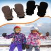 SATINIOR 2 Pairs Kids Snow Mittens Waterproof Winter Ski Gloves Warm Thicken Snow Gloves for Girls Boys(Coffee,Black,3-5 Years) view 3