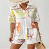 Bsubseach 2 Piece Short Sets for Women Tropical Printed Short Sleeve Button Down Shirt and Shorts Summer Beach Vacation Set White L view 4