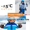 SATINIOR 2 Pairs Kids Snow Mittens Waterproof Winter Ski Gloves Warm Thicken Snow Gloves for Girls Boys(Coffee,Black,5-8 Years) view 4