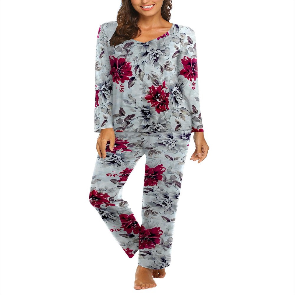 Ekouaer Womens Pajama Sets 2 Piece Lounge Set Fall Winter Pajamas Long Sleeve Pjs Top and Pants Soft Pj Sets Loose Sleepwear