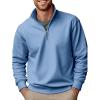Mens Casual Sweatshirt Stand Collar Zipper Long Sleeve Pullover Tops Thickened Fleece Thermal Winter Fashion Clothes Blue view 1