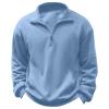 Mens Casual Sweatshirt Stand Collar Zipper Long Sleeve Pullover Tops Thickened Fleece Thermal Winter Fashion Clothes Blue view 2