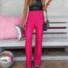 HAPRIZERA Women Wide Leg Sparkle Sequin Pants Elastic High Waist Bling Glitter Dance Pants Loose Nightclub Club Casual Pants (Rose Red, M) view 3
