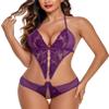 Avidlove Womens Teddy Lingerie Lace Bodysuit Sexy One Piece Babydoll Lingerie Wineberry X-Small view 2