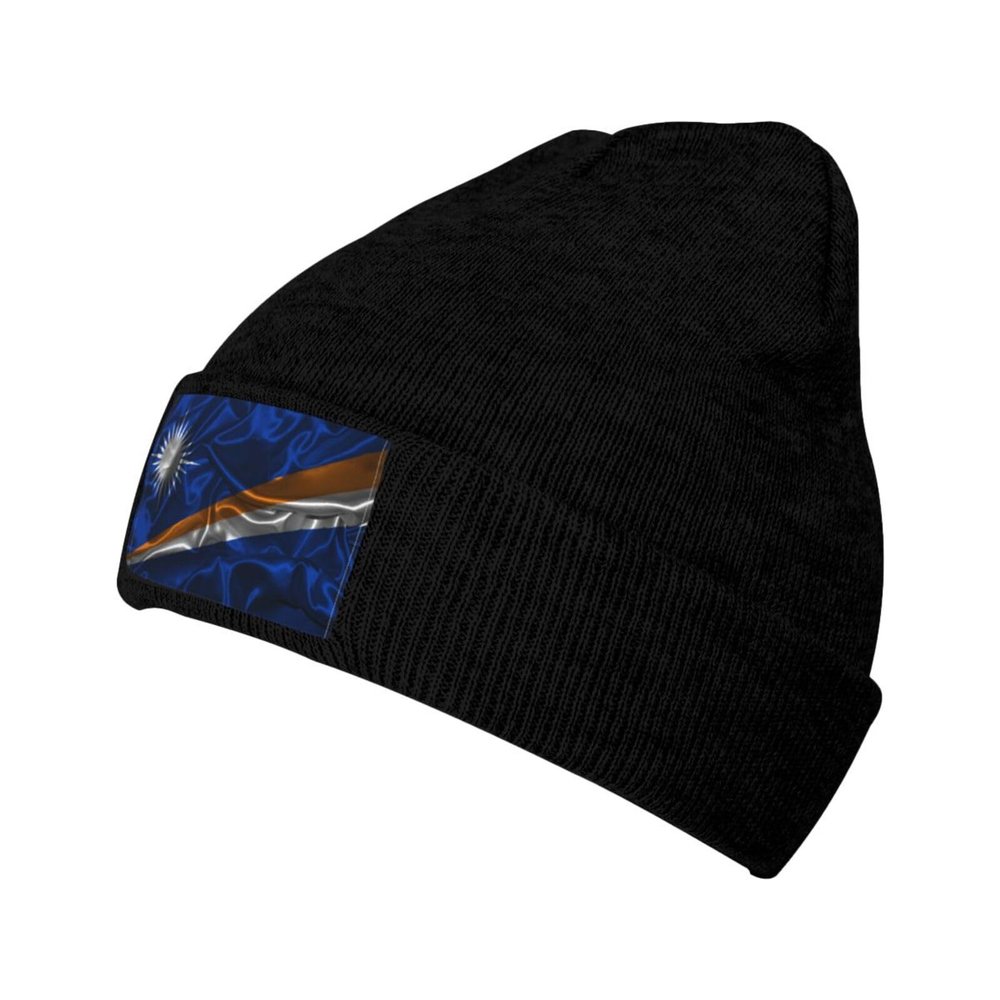 Silk Style Flag of The Marshall Islands Beanie Hat for Men Women Beanies Winter Warm Knit Ski Hat Skull Cap Black