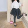 Girls Leggings with Skirt Footless Sparkly Tulle Skirt Pants for Kids Toddler Baby Ruffle Lace Flower (Navy, 1-2 Years) view 2
