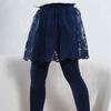 Girls Leggings with Skirt Footless Sparkly Tulle Skirt Pants for Kids Toddler Baby Ruffle Lace Flower (Navy, 1-2 Years) view 3