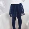 Girls Leggings with Skirt Footless Sparkly Tulle Skirt Pants for Kids Toddler Baby Ruffle Lace Flower (Navy, 1-2 Years) view 4