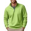 Mens Casual Sweatshirt Stand Collar Zipper Long Sleeve Pullover Tops Thickened Fleece Thermal Winter Fashion Clothes Green view 1