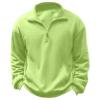 Mens Casual Sweatshirt Stand Collar Zipper Long Sleeve Pullover Tops Thickened Fleece Thermal Winter Fashion Clothes Green view 2