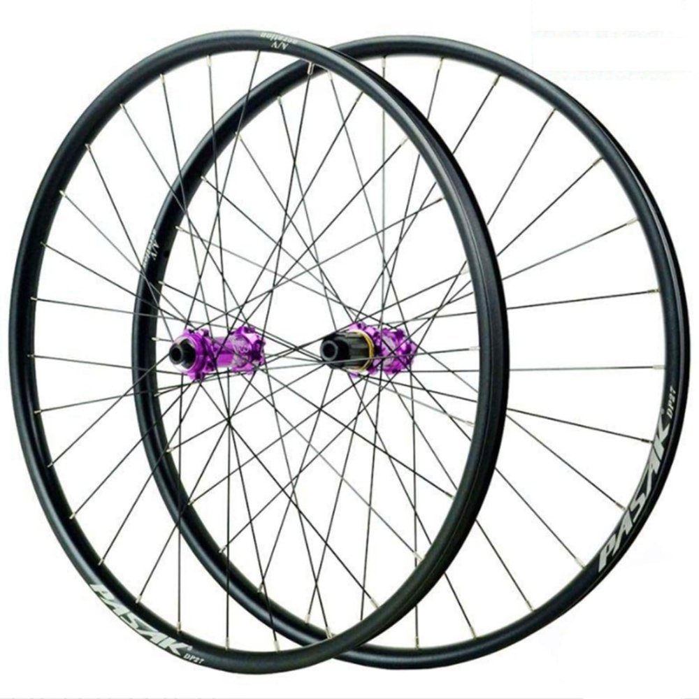 GEIRONV 26/27.5/29in Mountain Bike Wheels, 28 Holes Aluminum Alloy 54T Middle Lock Disc Brakes Thru Axle 110mm for 1.5-2.8 in Tires 12 Speeds(Purple-MS,27.5inch)