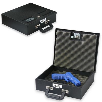 TufBox Handgun Briefcase Heavy-Duty Steel and Dual-Action Combination/Key Lock, Padded Interior, and Carry Handle