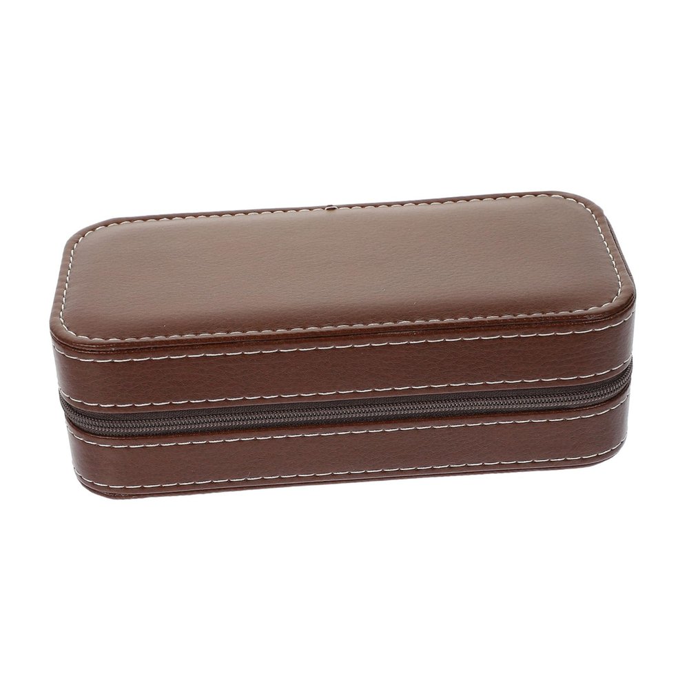 WOFASHPURET 2pcs Watch Case Pu Travel Holder Portable Zipper Storage Box for Men Slot Watch Organizer Design Elegant Appearance and Scratch