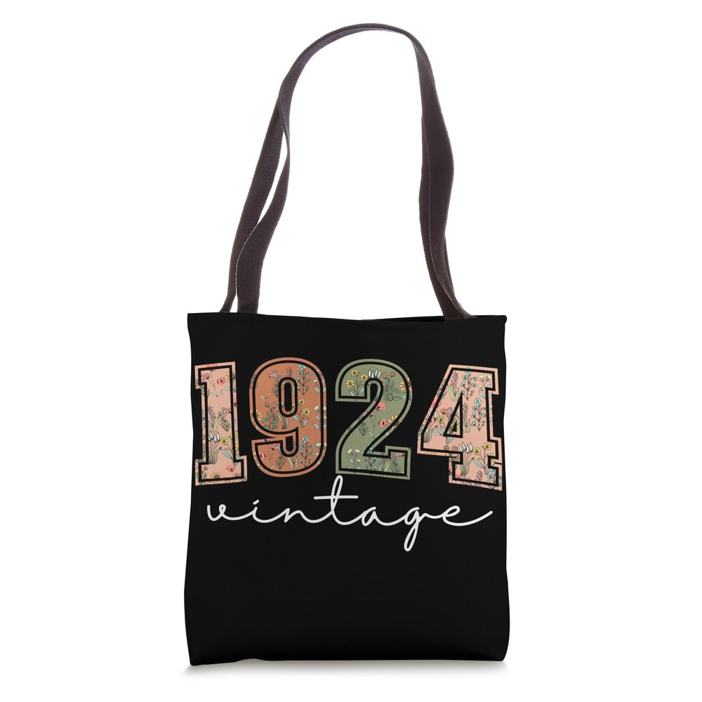 100 Years Old Vintage 1924 100th Birthday Wildflower Women Tote Bag