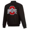 JH Design Ohio State Buckeyes Jacket Heavy Wool Snap Up Black Coat (US, Alpha, Medium, Regular, Regular, Black) view 2