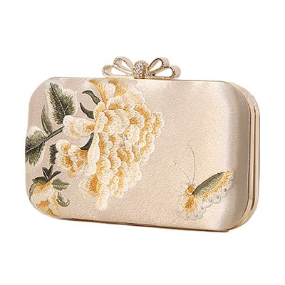 Womens Chinese Style Hand Embroidered Flower Clutch, Hanfu Ancient Handbag, Classical Vintage Elegant Dinner Bag/2224
