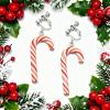 Christmas Clip On Earrings for Women, Non-Pierced, Red Green Snowflake Jingle Bell Cane Knot Dangle, Colorful Festival Party Jewelry, Holiday Drop Earrings view 4