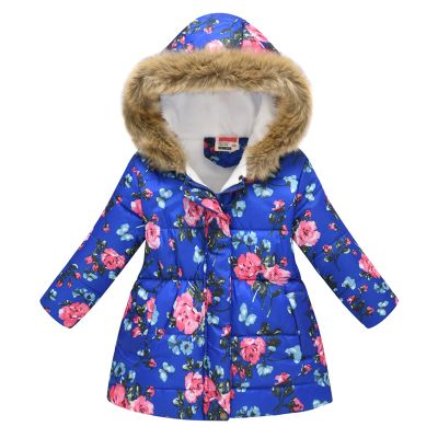 Girls' Long Winter Coat Heavyweight Puffer Jacket Insulated Parka with Faux Fur Collar Kids Sherpa (Blue, 10-11 Years)