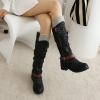 Women's Knee High Boots Knight Boots Chunky Low Heel Western Boots with Zipper Outdoor Metal Buckle Hiking Booties view 2