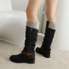 Women's Knee High Boots Knight Boots Chunky Low Heel Western Boots with Zipper Outdoor Metal Buckle Hiking Booties view 3