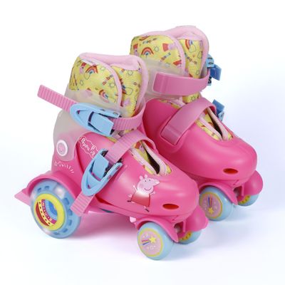 Peppa Pig Training Roller Skates, Adjustable Size 09-12, EVA and Sponge Boot, PU Light Up Rear Wheels, TPU Front Wheel - Perfect Skating Gear for Beginners and Intermediates