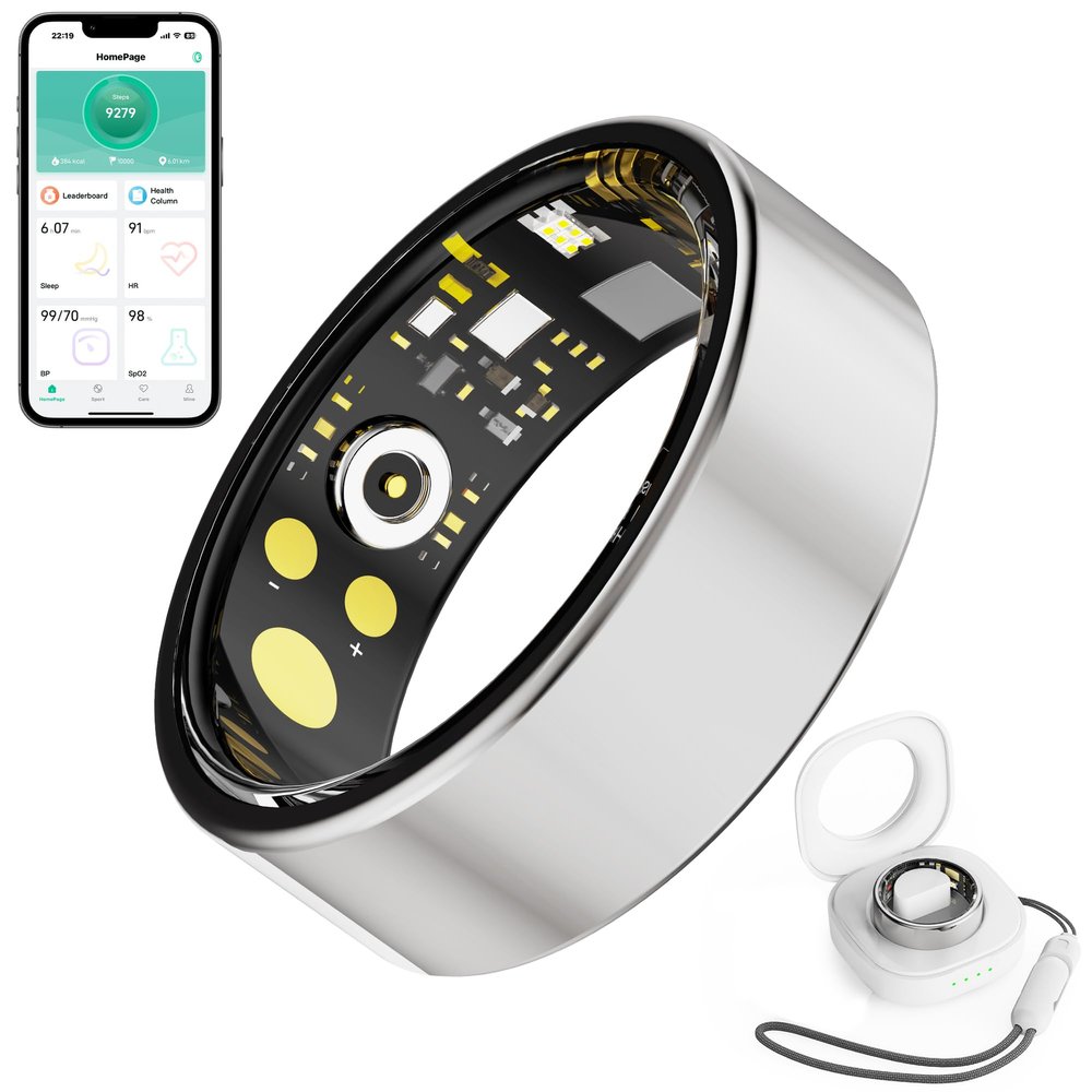 Lenmenvelia Smart Ring Fitness Tracker Ring for Men Women, Heart Rate Monitor Blood Oxygen Sleep, IP68 Waterproof Activity with Step Trackers, Remote Photography,Health Rings for Android iPhone,Gift