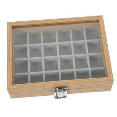 Wood Jewelry Box Vintage Style Storage Case Glass Lid Compartment Organizer for Jewelry