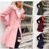 Udeniy Women Trendy Winter Coats Casual Long Sleeve Single Breasted Pea Coats Mid-Long Jacket Womens Wool Blend Overcoat view 4