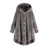 yaoeye Womens Cardigan Tops Button Coat Plus Jacket Loose Winter Hooded Wool Women Plush Size Coats view 1
