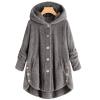 yaoeye Womens Cardigan Tops Button Coat Plus Jacket Loose Winter Hooded Wool Women Plush Size Coats view 2