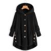 yaoeye Womens Cardigan Tops Button Coat Plus Jacket Loose Winter Hooded Wool Women Plush Size Coats view 2