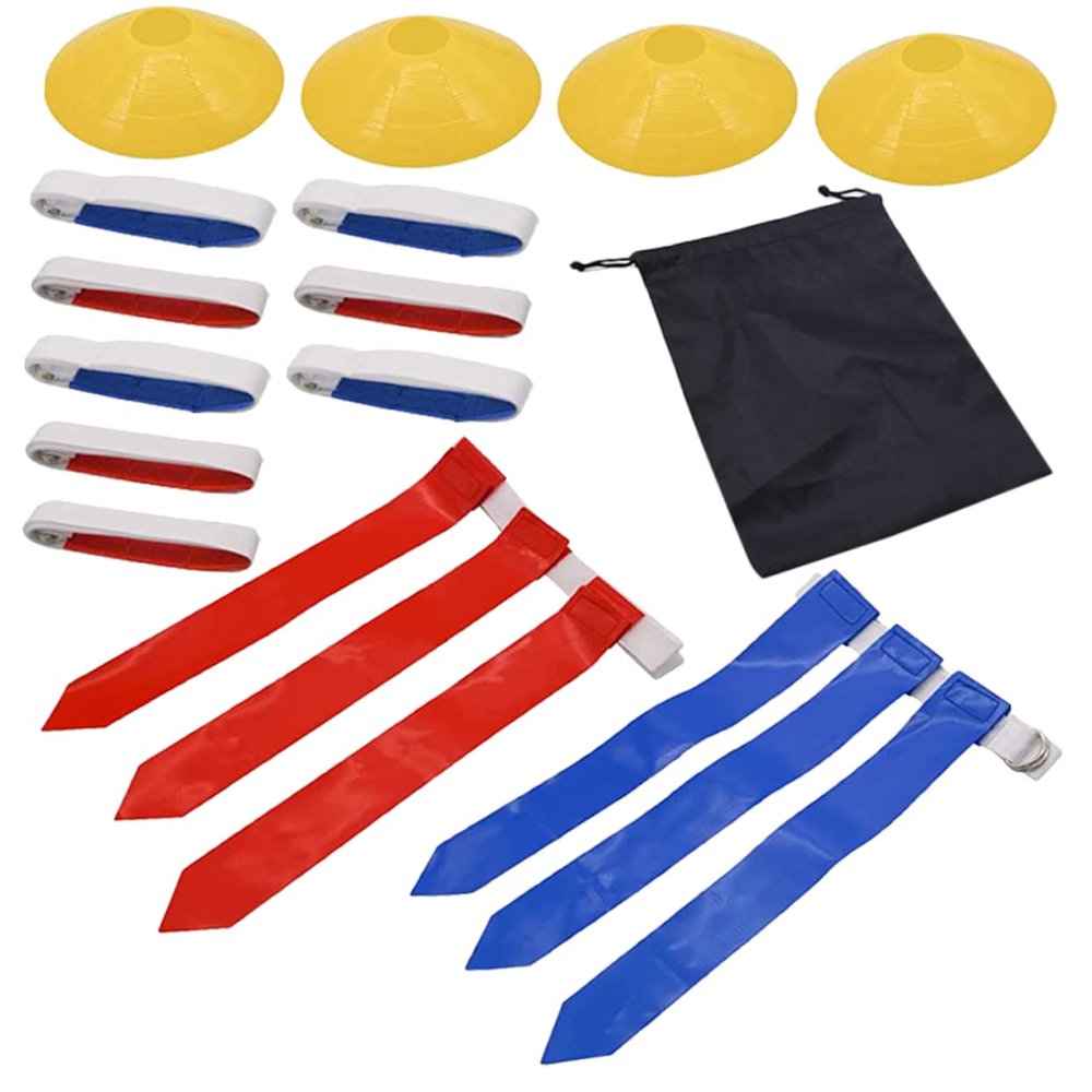 POPETPOP 1set Flag Football Waist Belt Set Multi-use Football Supplies for Youth Adults Includes Belts Flags Markers Storage Bag for Outdoor Training and Games