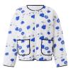 HzDazrl Women Floral Quilted Puffer Jacket Zip Up Long Sleeve Print Lightweight Casual Winter Y2k Jacket Padded Coat (Sky Blue, S) view 1