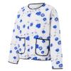 HzDazrl Women Floral Quilted Puffer Jacket Zip Up Long Sleeve Print Lightweight Casual Winter Y2k Jacket Padded Coat (Sky Blue, S) view 2
