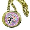 JUSTAWARDMEDALS Female Gymnastics Champ Chain, 6 Giant Award Gift Medal Prize, Add Your Custom Text on Line 1 and Line 2. Plastic with Polished Gold Finish, Customized Champ Chain Design view 1