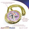 JUSTAWARDMEDALS Female Gymnastics Champ Chain, 6 Giant Award Gift Medal Prize, Add Your Custom Text on Line 1 and Line 2. Plastic with Polished Gold Finish, Customized Champ Chain Design view 2