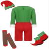 Loodgao Baby Boys Christmas Elf Cosplay Costume Santa Helper Fairy Fancy Dress Up Bodysuit with Accessories Set Red Green 11-12 Years view 2