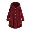 yaoeye Womens Cardigan Tops Button Coat Plus Jacket Loose Winter Hooded Wool Women Plush Size Coats view 1