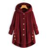 yaoeye Womens Cardigan Tops Button Coat Plus Jacket Loose Winter Hooded Wool Women Plush Size Coats view 2