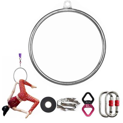 Single Point Aerial Hoop, Pilates Circles Aerial Ring Hoop Set, Gymnastic Equipment with Rigging Kit for Dancing, Performing, Erial Dancing Yoga Training,90CM/32MM