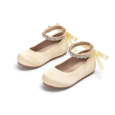 Otter MOMO Toddler/Little Girls Flower Girl Ballerina Flats Shoes Slip-on School Party Gold Dress Shoes Size 7